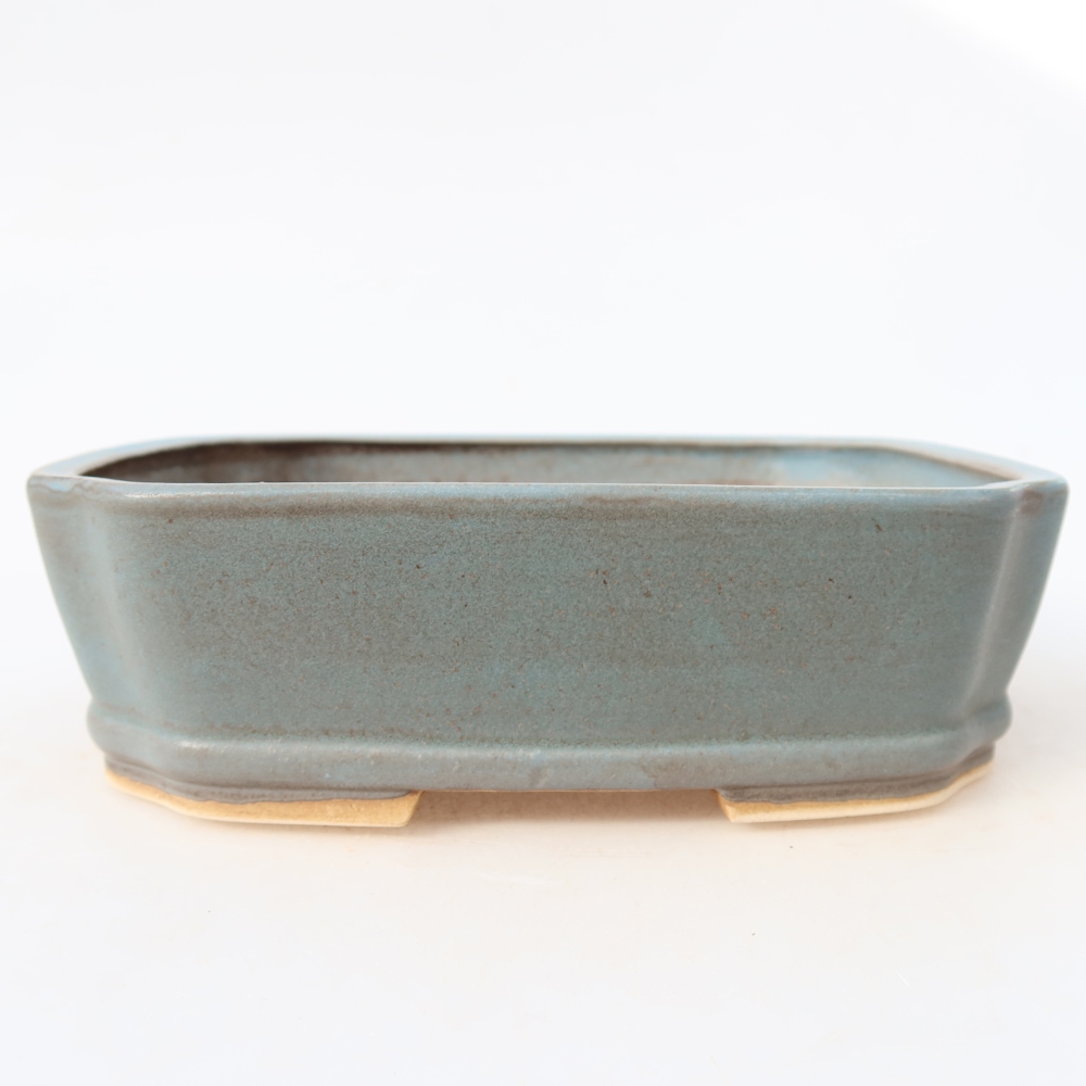 Ceramic bonsai pot, 17.5 x 14.5 x 5 cm, blue