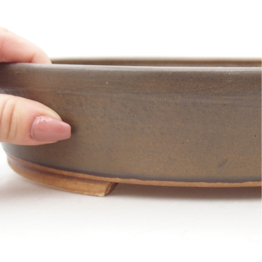 Ceramic bonsai bowl 28 x 24,5 x 6 cm, brown