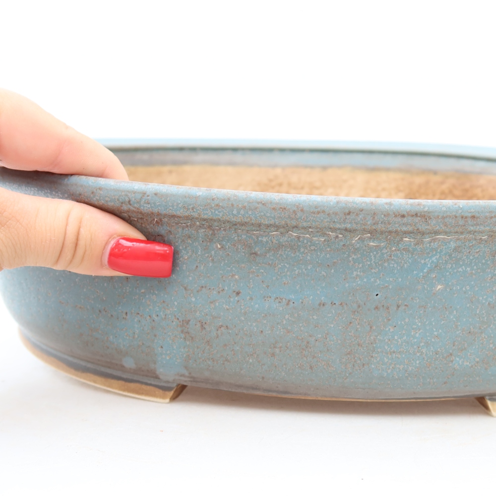 Ceramic bonsai pot, 31 x 27 x 7.5 cm, blue