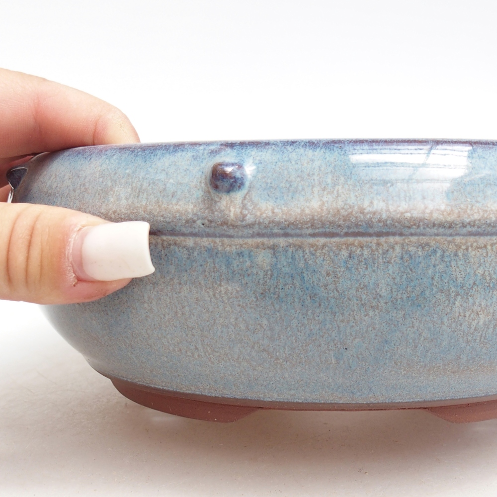 Ceramic bonsai bowl 18,5 x 18,5 x 6,5 cm, colour blue