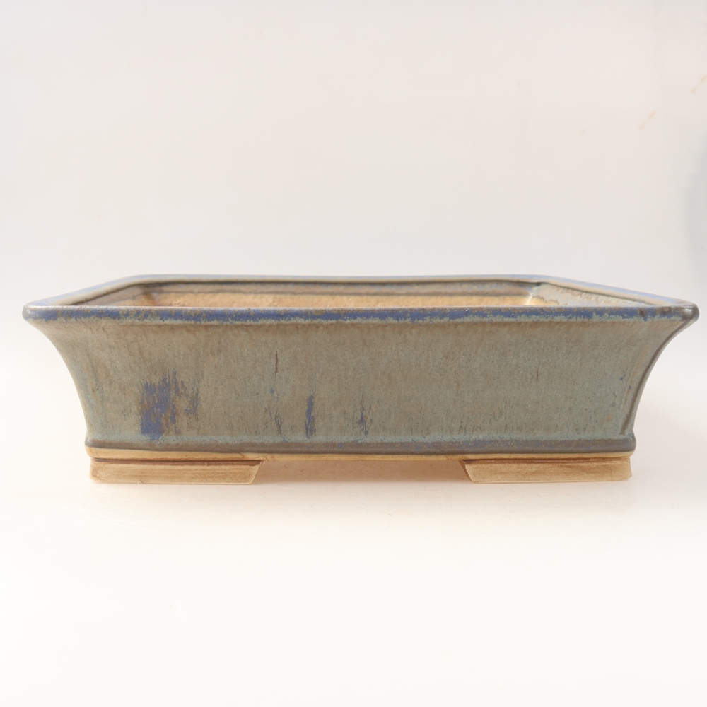 Ceramic bonsai pot, 29.5 x 24.5 x 8 cm, blue