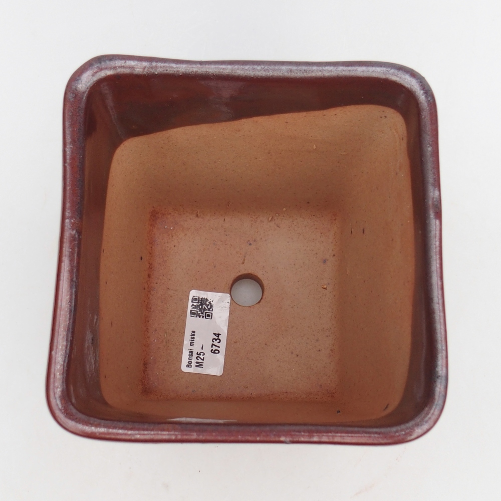 Ceramic bonsai bowl 13,5 x 13,5 x 15 cm, colour burgundy