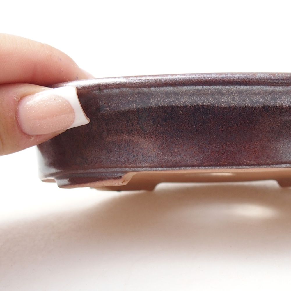 Ceramic bonsai bowl 13 x 10,5 x 3 cm, colour burgundy