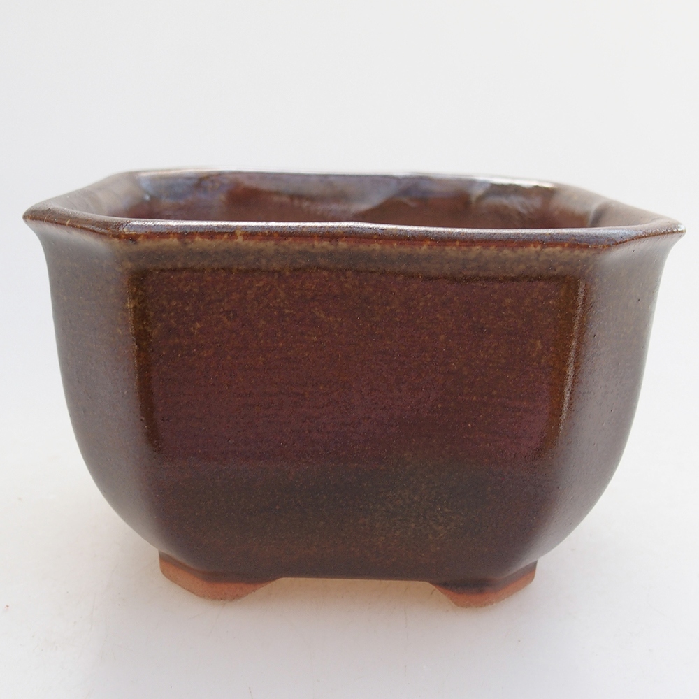 Ceramic bonsai bowl 10 x 10 x 6 cm, brown