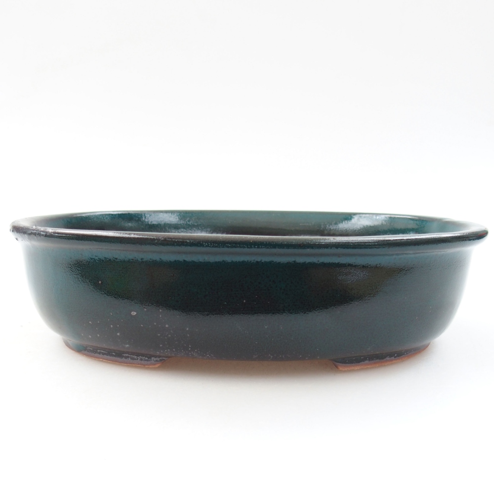Ceramic bonsai bowl 19 x 14,5 x 4,5 cm, color green