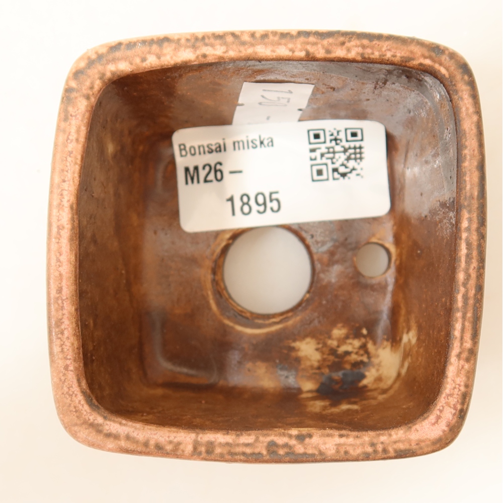 Ceramic bonsai pot, 6.5 x 6.5 x 4.5 cm, pink