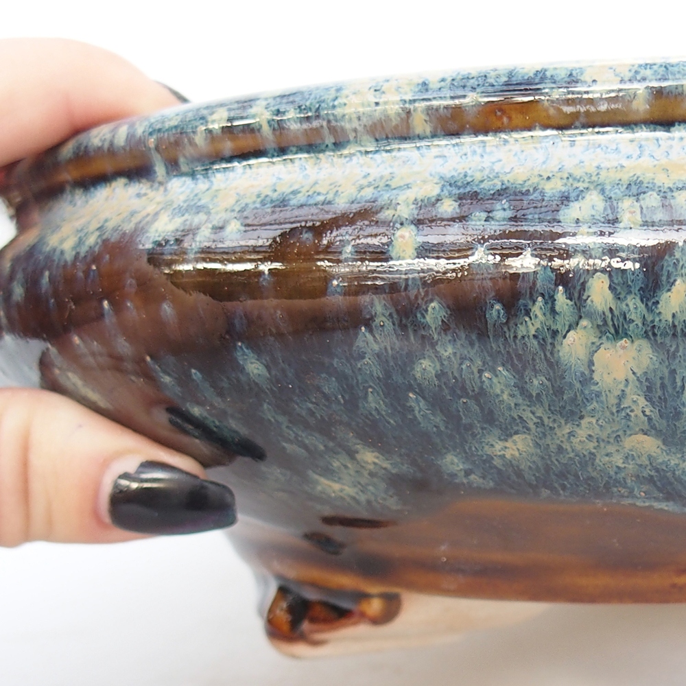 Ceramic bonsai bowl 25 x 25 x 7,5 cm, brown