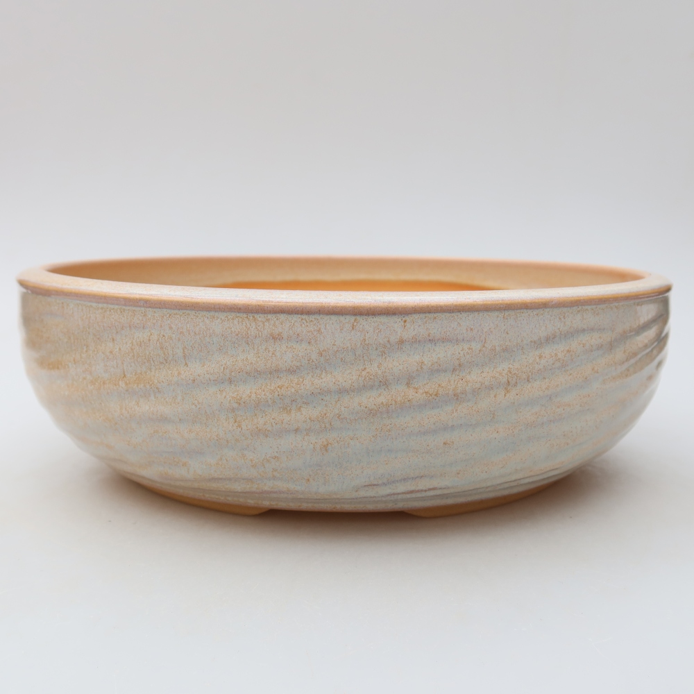 Ceramic bonsai pot, 25.5 x 25.5 x 7.5 cm, beige