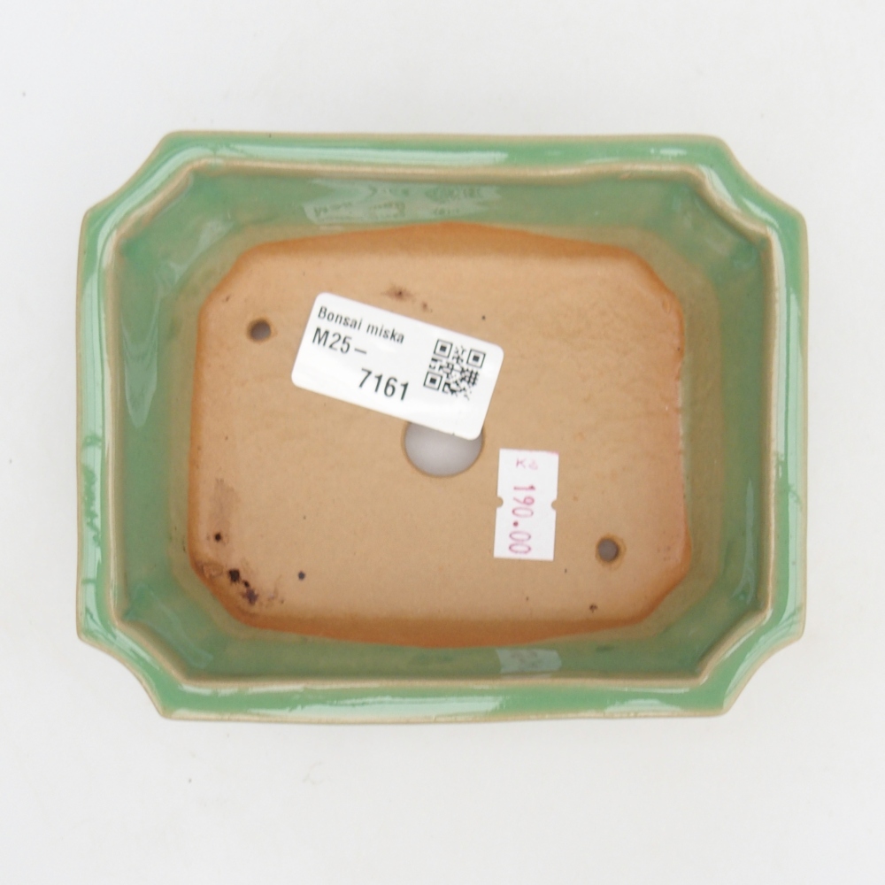Ceramic bonsai bowl 13 x 10,5 x 4 cm, green