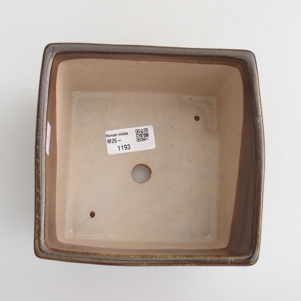 Ceramic bonsai bowl 15 x 15 x 10,5 cm, colour brown-green