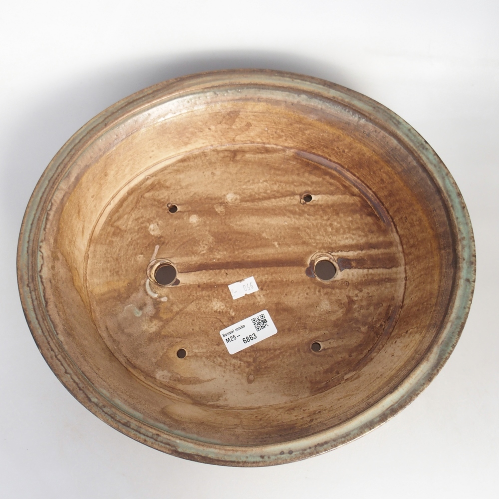 Ceramic bonsai bowl 32 x 29 x 7 cm, green