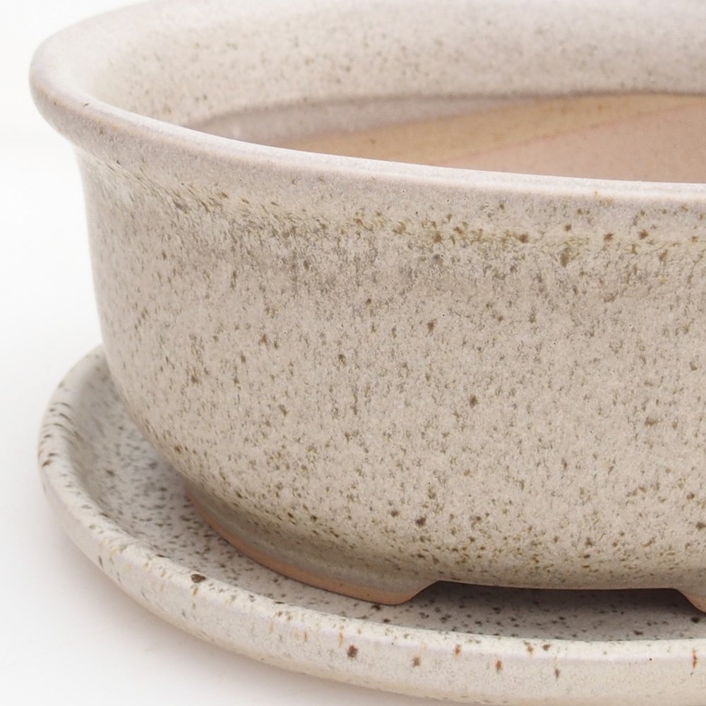 Bonsai bowl + saucer H30 - 12 x 10,5 x 5,5 cm. - beige