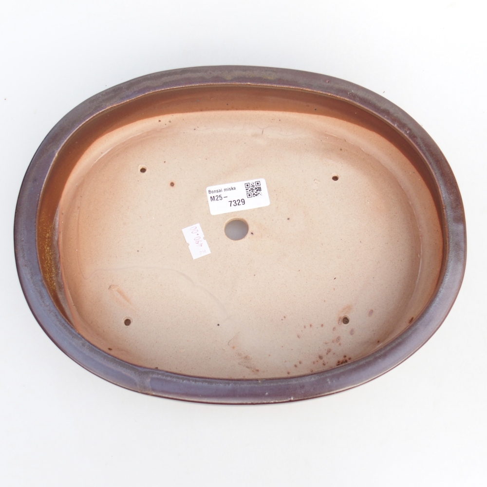 Ceramic bonsai bowl 27 x 21 x 5 cm, brown