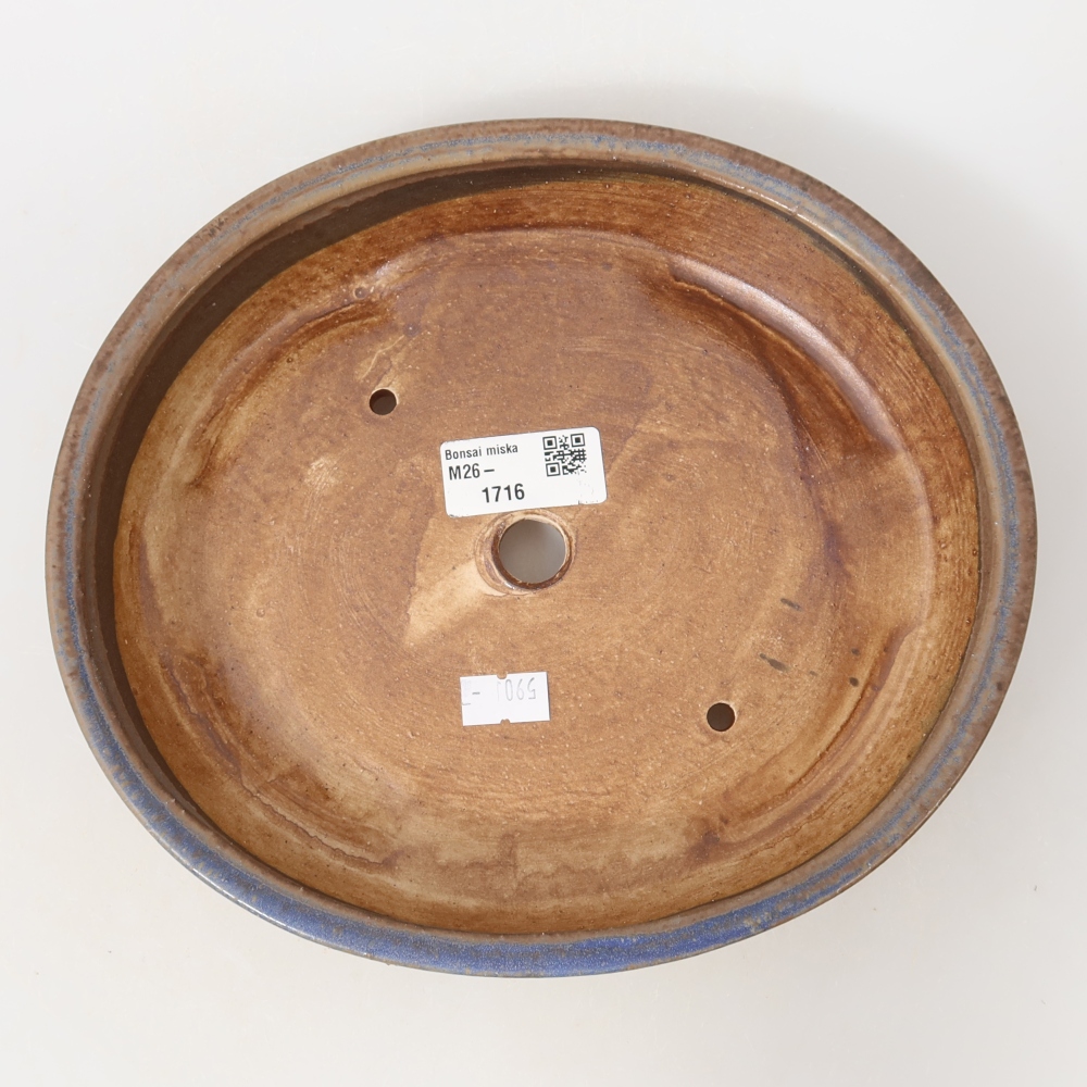 Ceramic bonsai bowl 22,5 x 20 x 4,5 cm, colour blue