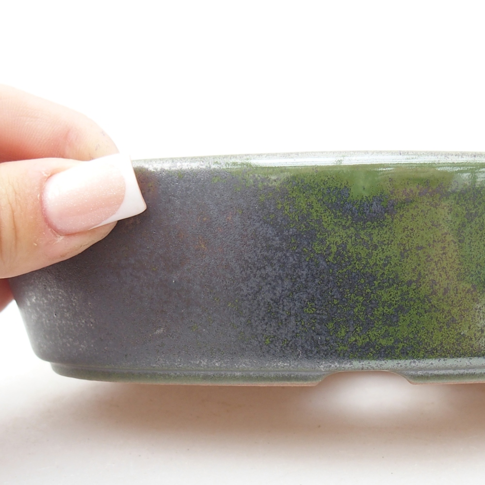 Ceramic bonsai bowl 16,5 x 11,5 x 4,5 cm, green