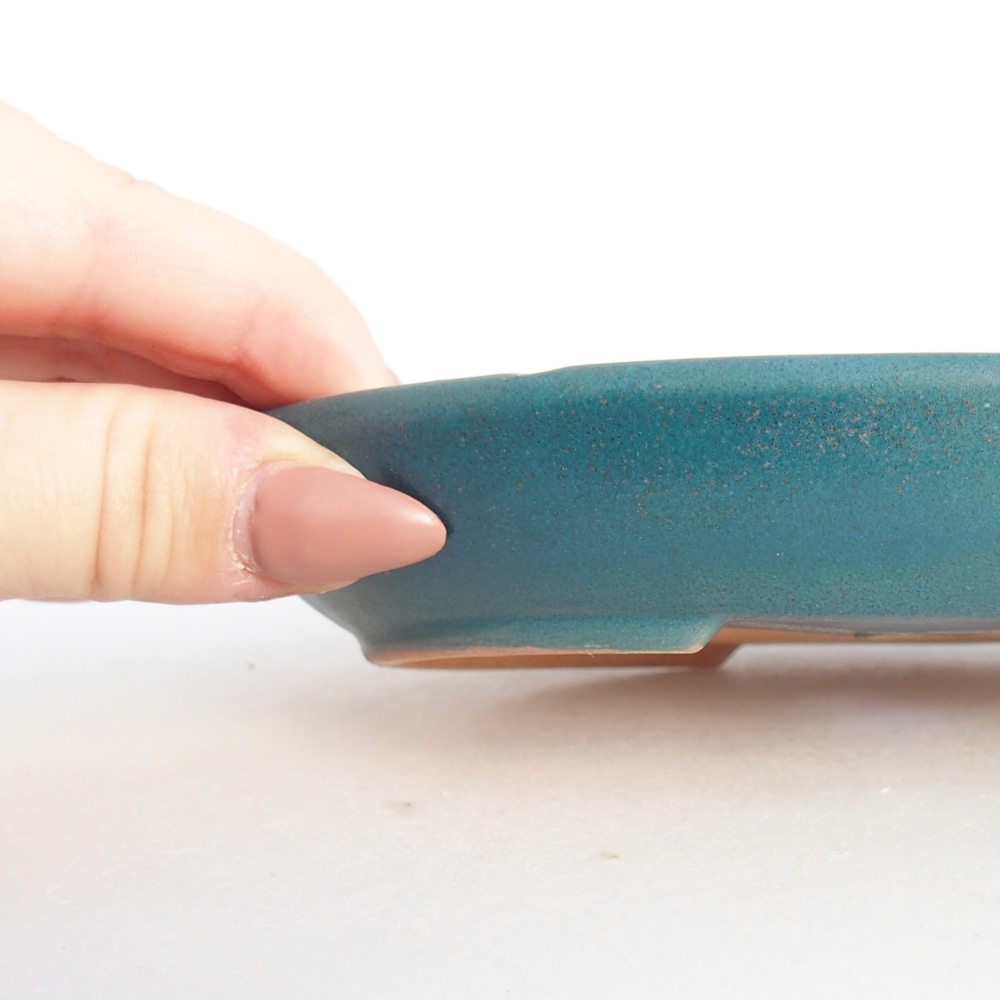 Ceramic bonsai bowl 15,5 x 11 x 2,5 cm, colour blue