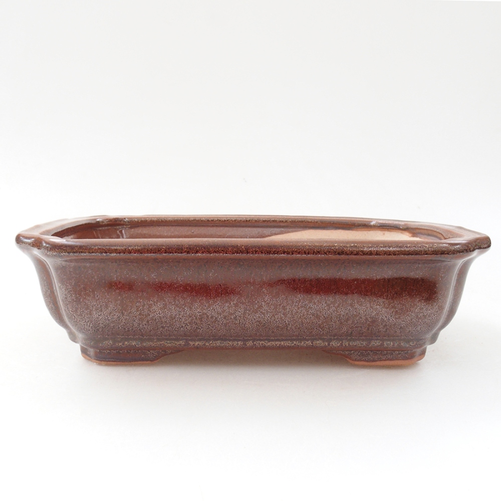 Ceramic bonsai bowl 18 x 13,5 x 5 cm, color brown