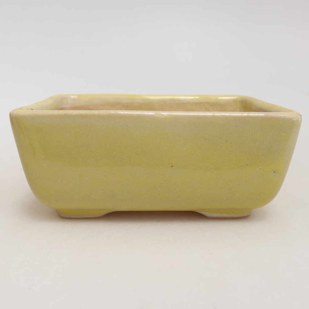 Ceramic bonsai pot, 10.5 x 7 x 4.5 cm, yellow