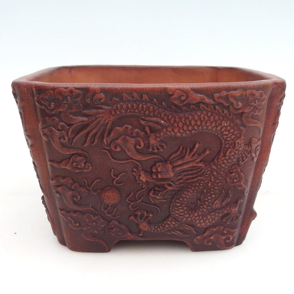 Ceramic bonsai bowl 21 x 21 x 13,5 cm, brown