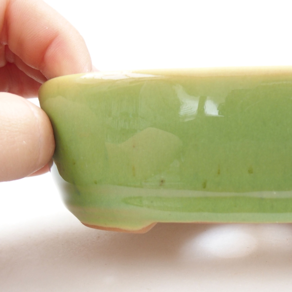 Ceramic bonsai bowl 13 x 9 x 4 cm, color green