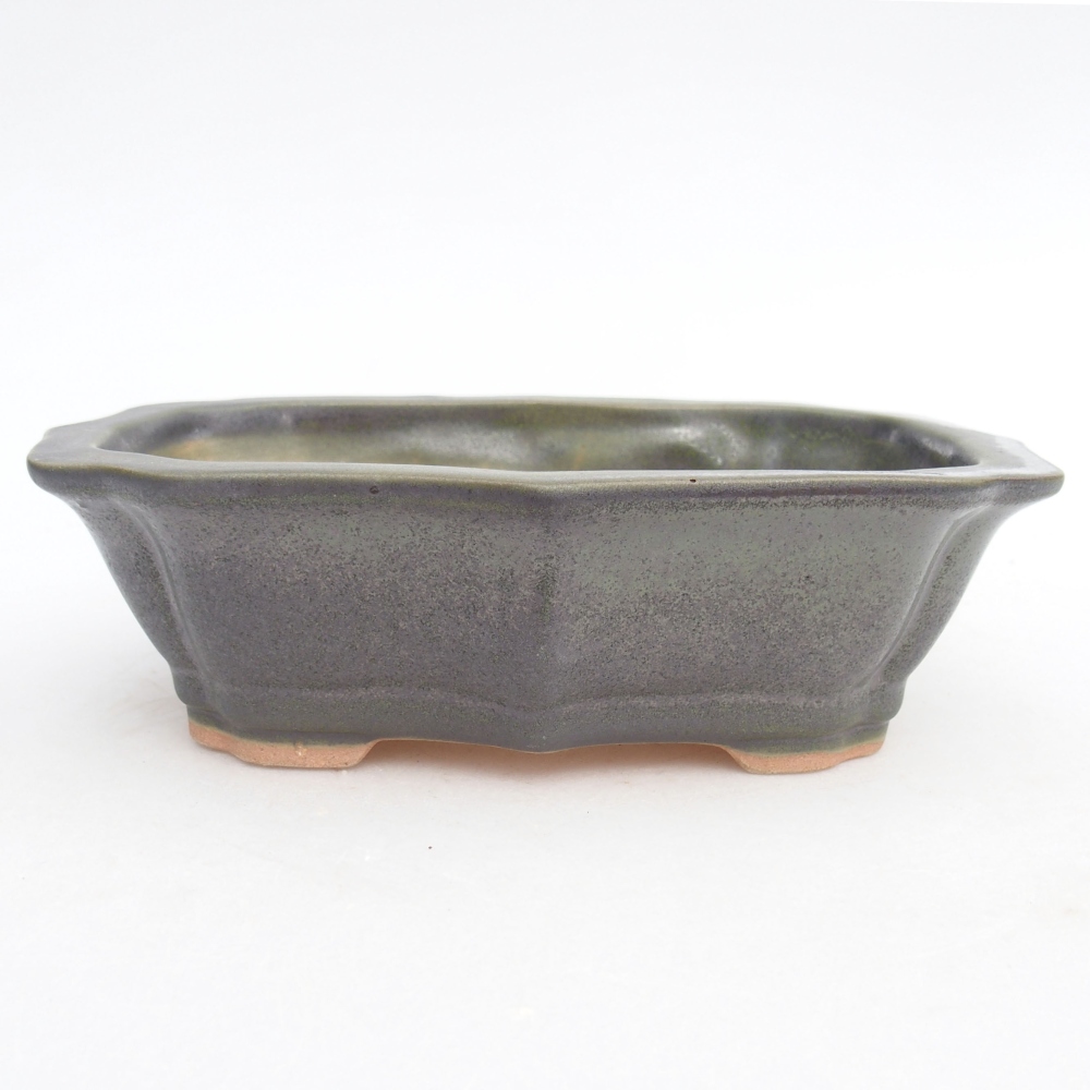 Ceramic bonsai bowl  15,5 x 11,5 x 4,5 cm, color green