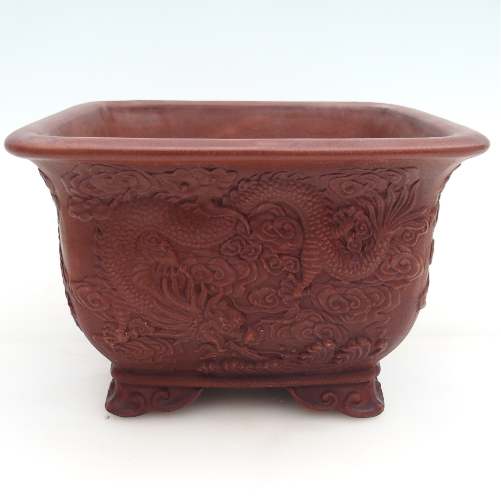 Ceramic bonsai bowl 21 x 21 x 13,5 cm, brown