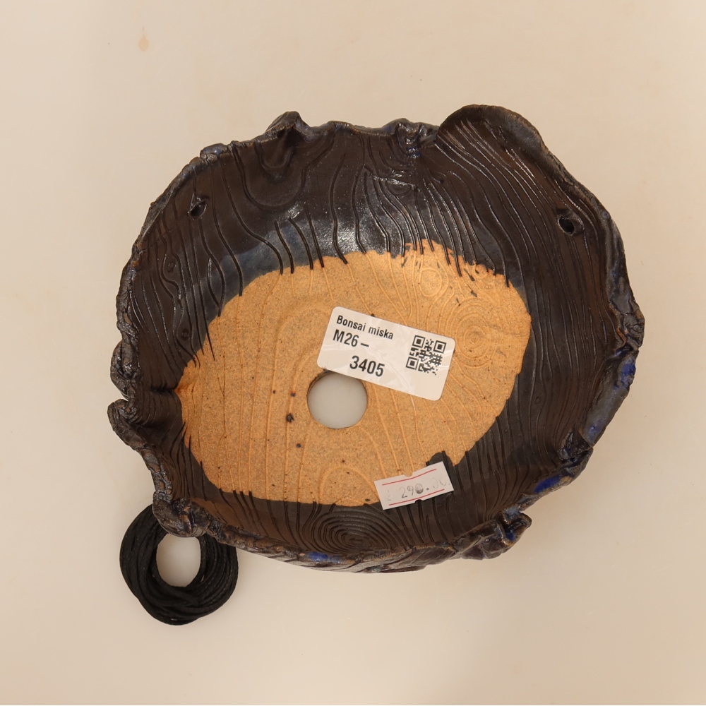 Ceramic Kokedama Pot, 14 x 12 x 8.5 cm, blue