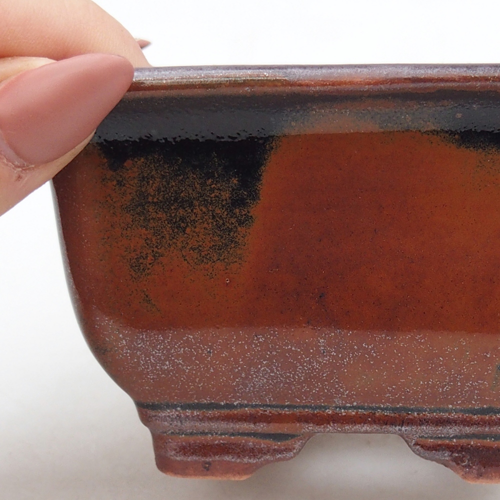 Ceramic bonsai bowl 10 x 10 x 6 cm, burgundy