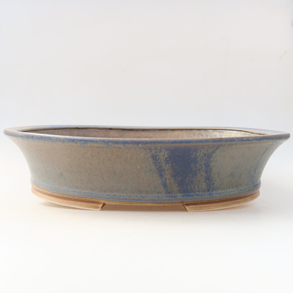 Ceramic bonsai pot, 31 x 28.5 x 7 cm, blue