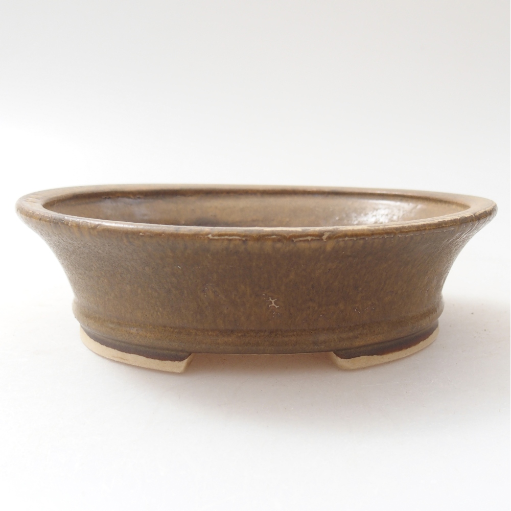 Ceramic bonsai bowl 14 x 12,5 x 4 cm, brown