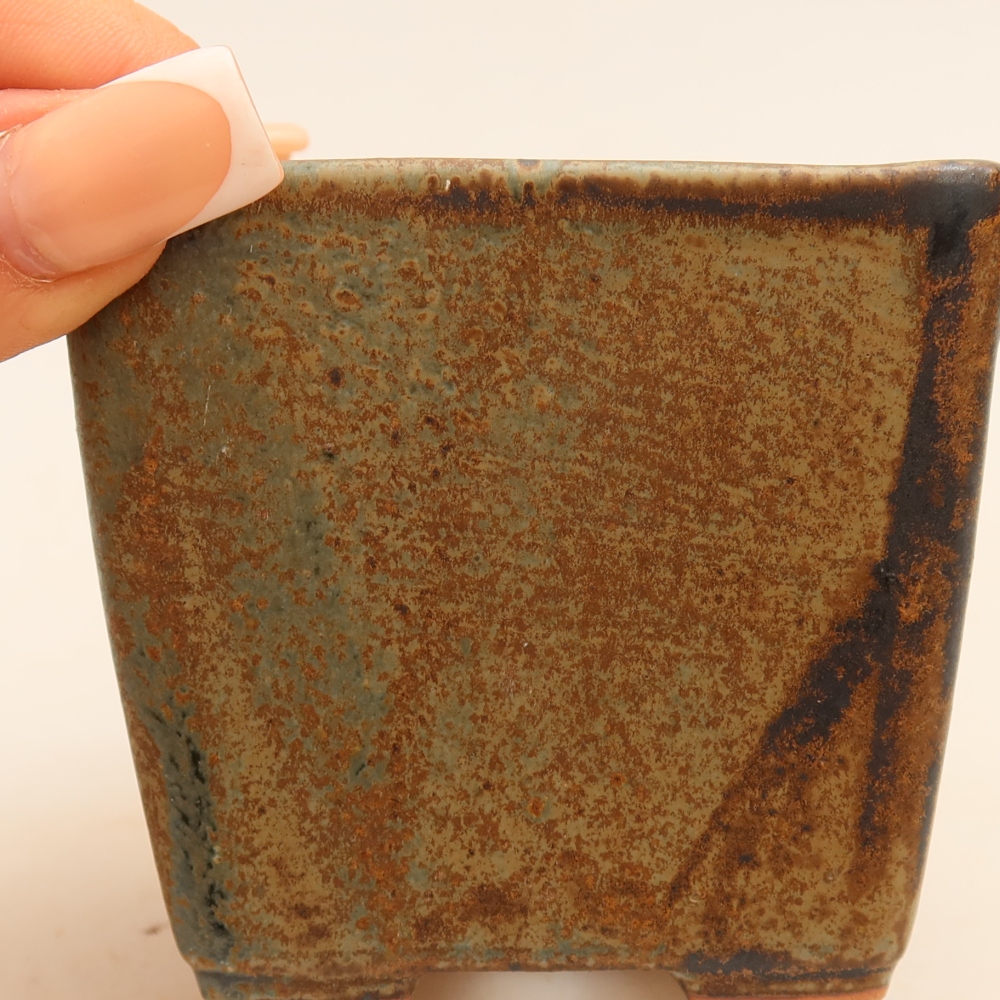 Ceramic bonsai pot, 7.5 x 7.5 x 6.5 cm, brown