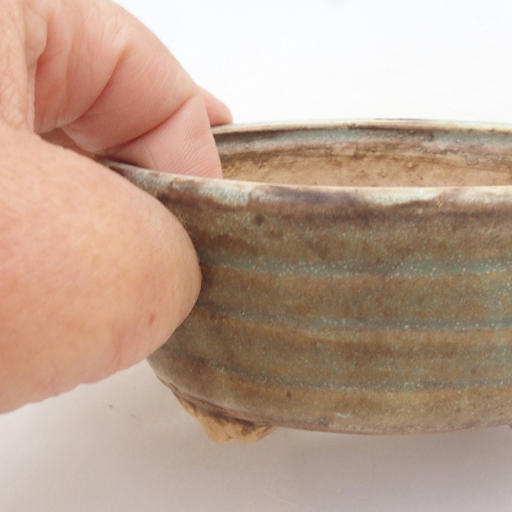 Ceramic bonsai bowl 10,5 x 9 x 4 cm, color green
