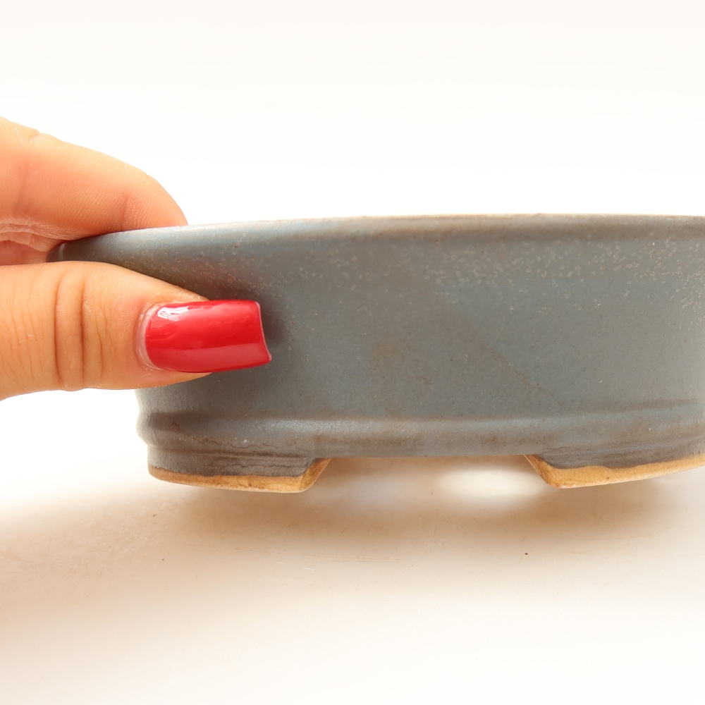 Ceramic bonsai pot, 14.5 x 13 x 4 cm, blue