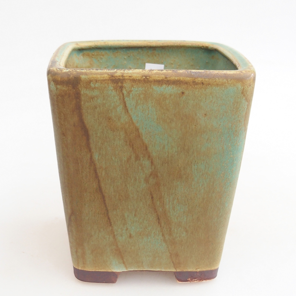 Ceramic bonsai bowl 10 x 10 x 12 cm, green