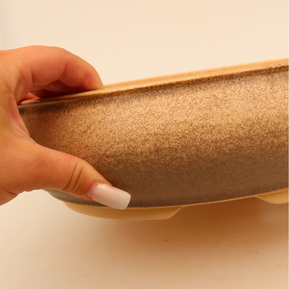 Ceramic bonsai pot, 31 x 31 x 8.5 cm, brown