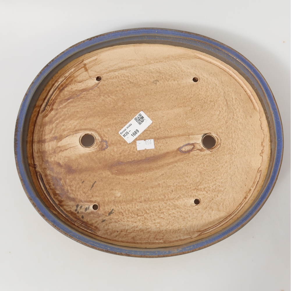 Ceramic bonsai pot, 30.5 x 26.5 x 4 cm, blue