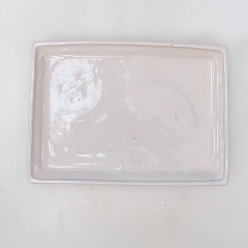 Bonsai bowl rectangle 19.5 x 14 x 1.5 cm - white
