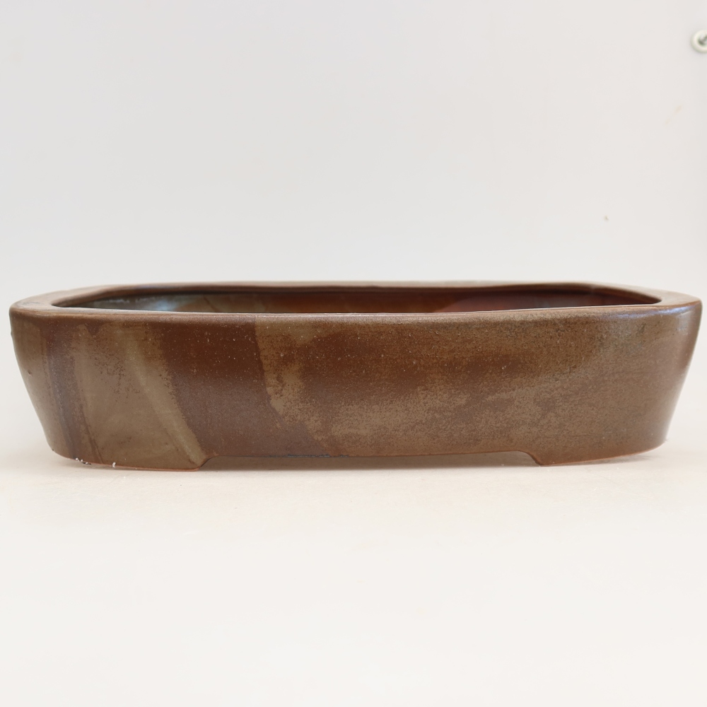 Ceramic bonsai pot, 32 x 24.5 x 6.5 cm, brown