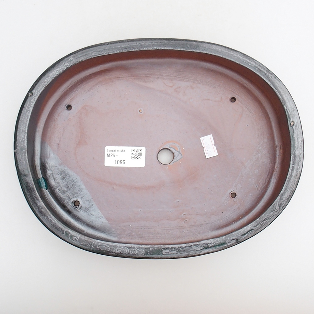 Ceramic bonsai bowl 26 x 20 x 5 cm, green