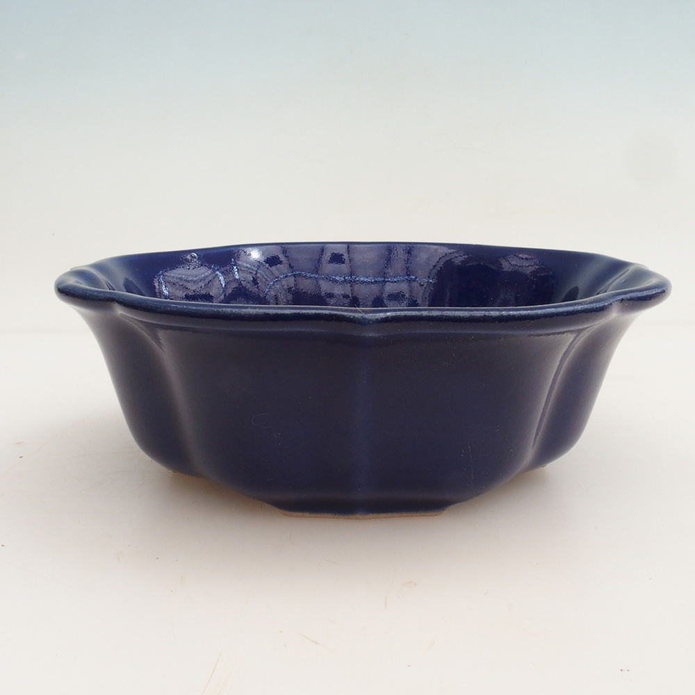 Bonsai bowl + saucer H06 - 14.5 x 14.5 x 5 cm. - blue