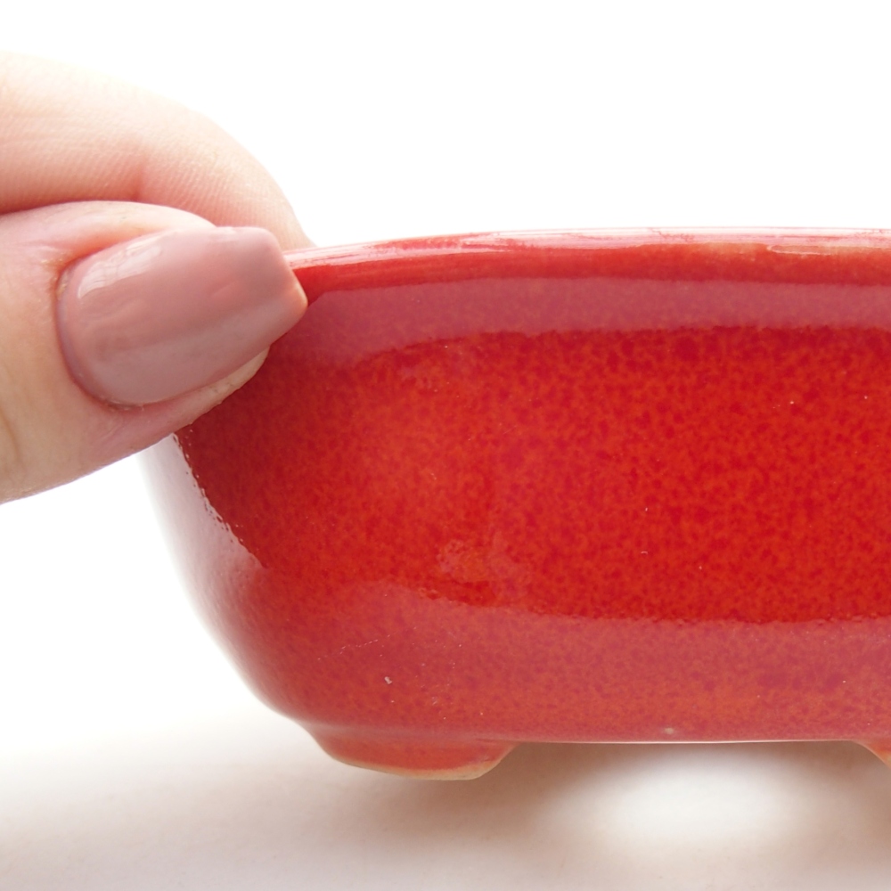 Ceramic bonsai bowl 11 x 8,5 x 4 cm, colour red