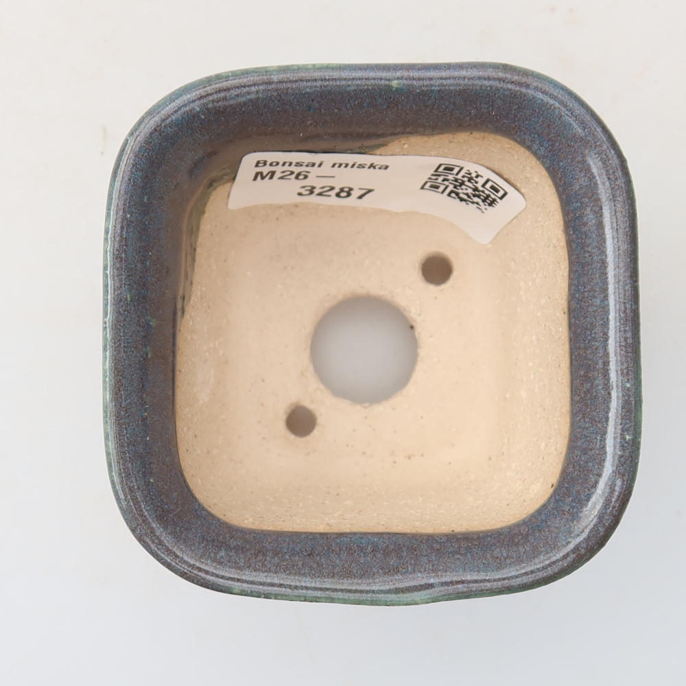 Ceramic bonsai pot, 6.5 x 6.5 x 5 cm, gray
