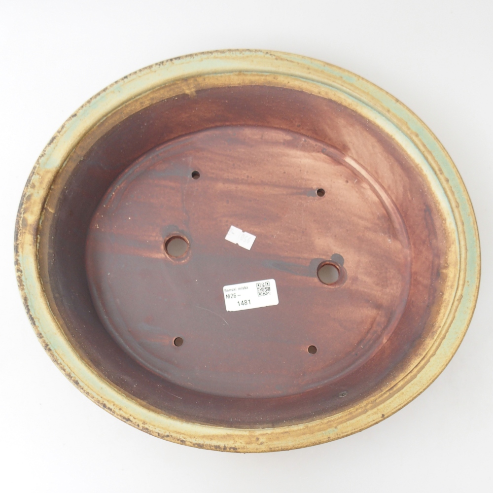 Ceramic bonsai bowl 32 x 29 x 7,5 cm, green