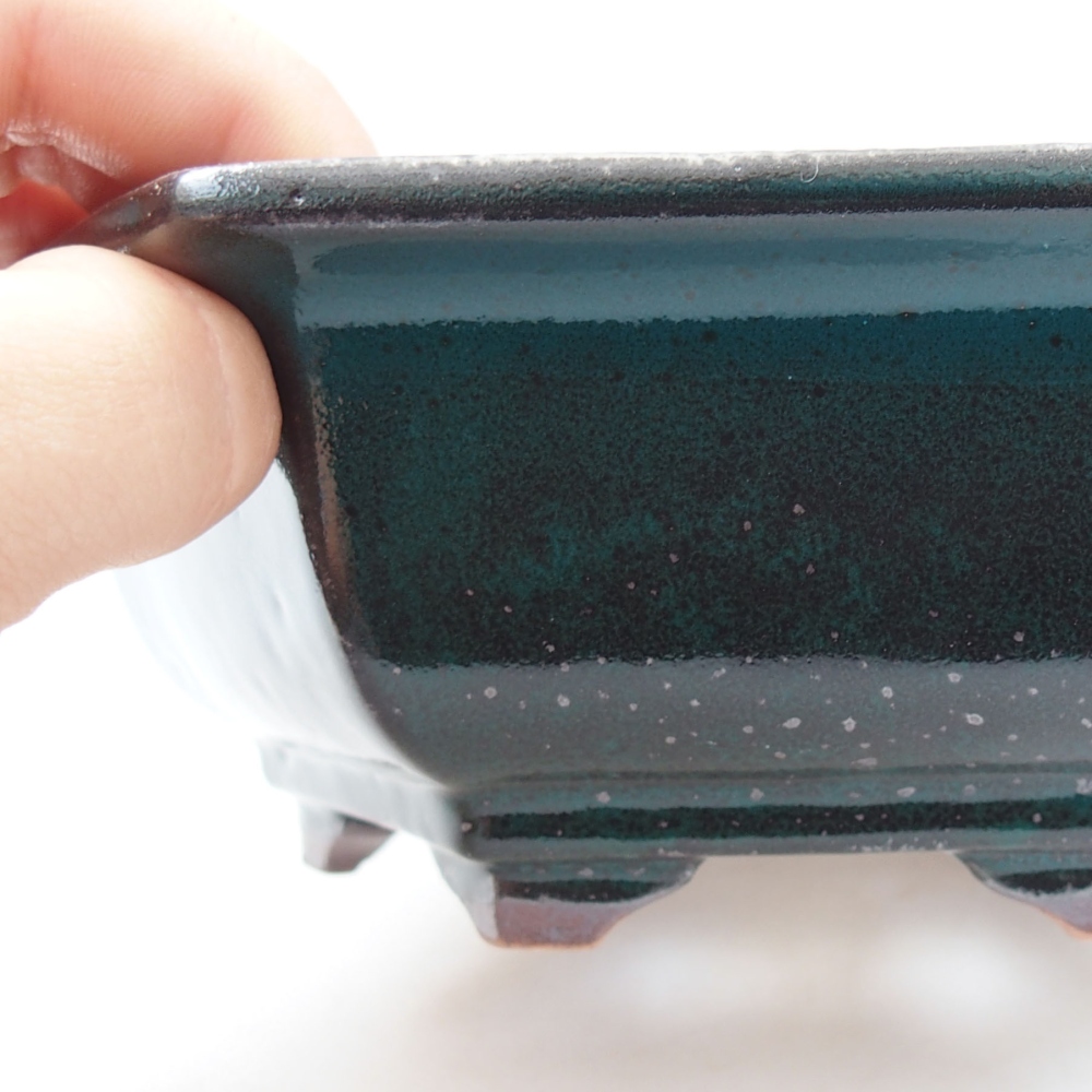 Ceramic bonsai bowl 17 x 15 x 6 cm, color green