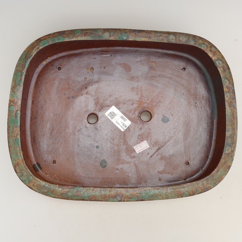 Ceramic bonsai bowl 32 x 24,5 x 6,5 cm, colour brown-green