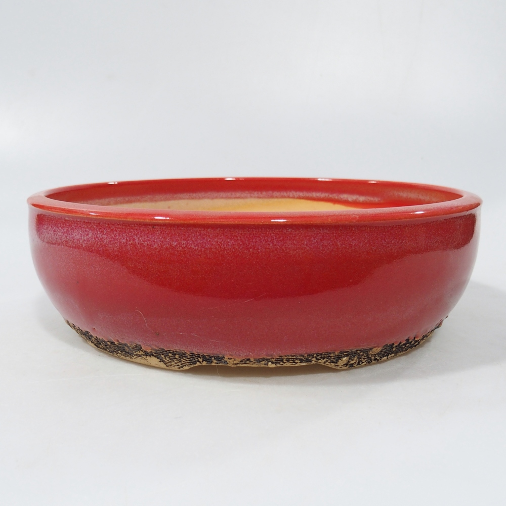 Ceramic bonsai bowl 20,5 x 20,5 x 6 cm, colour red