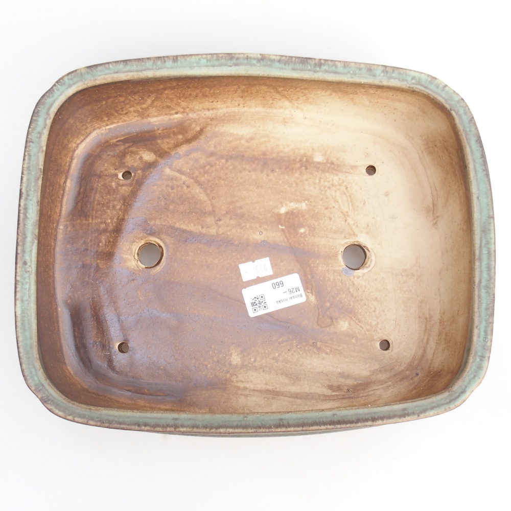 Ceramic bonsai bowl 29,5 x 24 x 7 cm, green