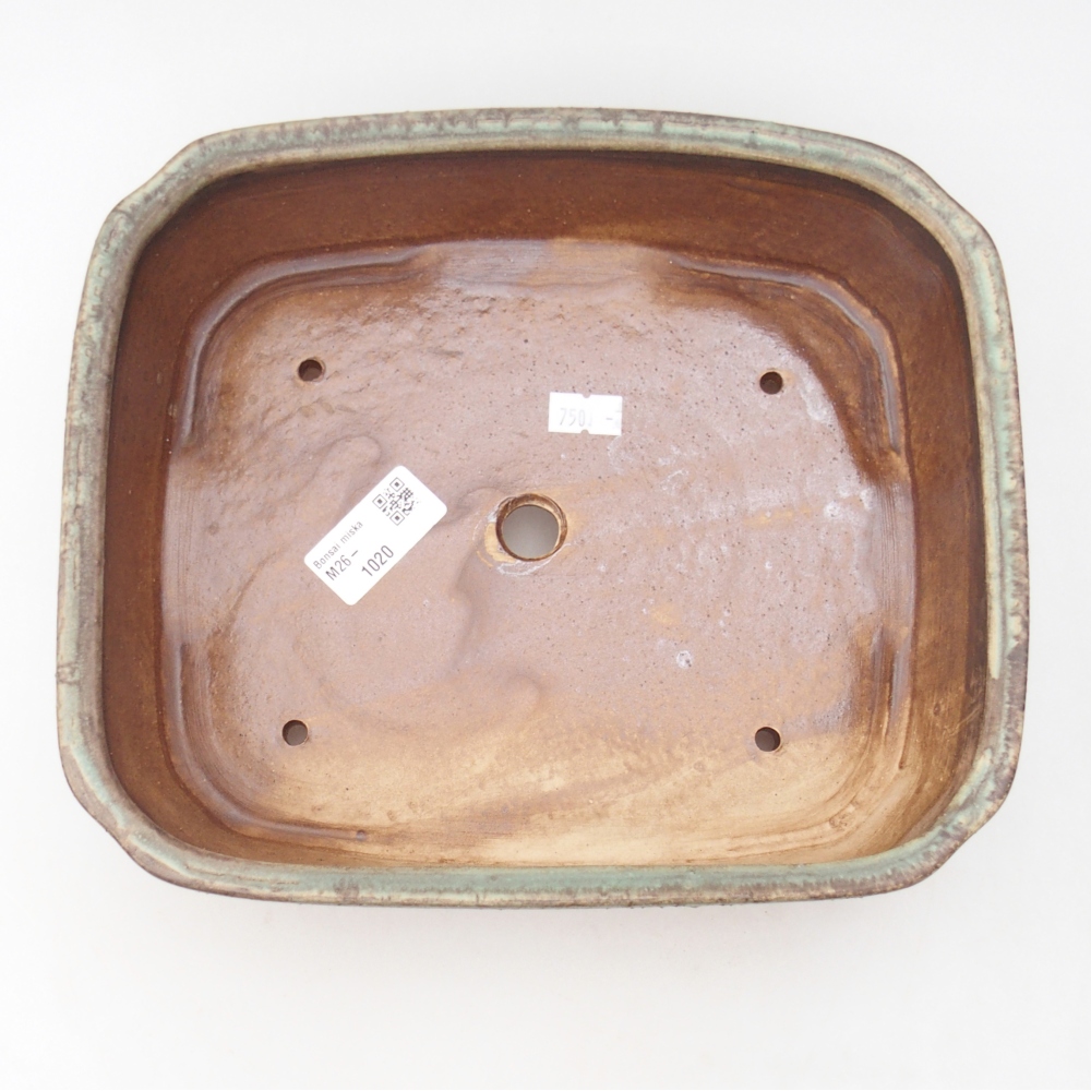 Ceramic bonsai bowl 25 x 21,5 x 6,5 cm, green