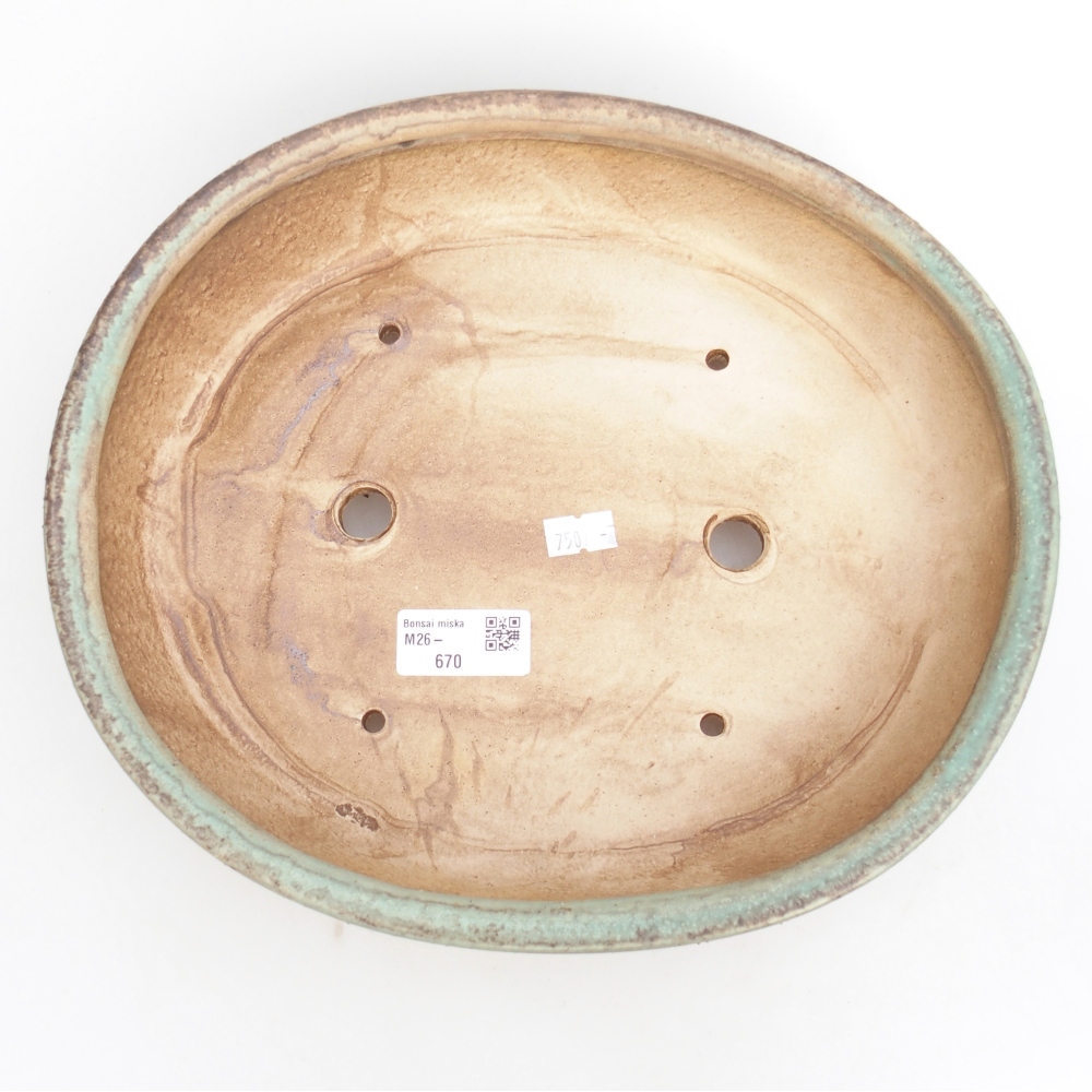 Ceramic bonsai bowl 28,5 x 25 x 6 cm, green