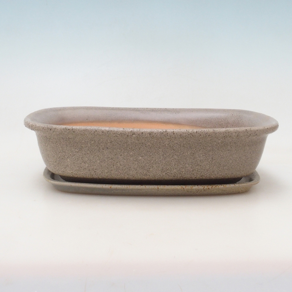 Bonsai pot + saucer H09 - 30 x 23 x 7.5 cm. - beige